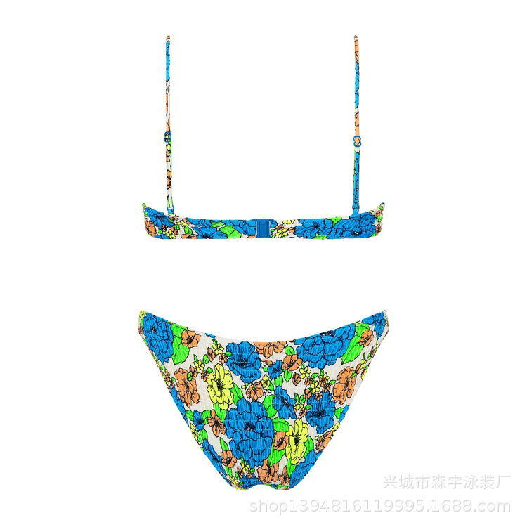 The 11-color INS triangular double-sided swimsuit with strapless and pleated designs from Europe and America has swept the new bikini style pic 78