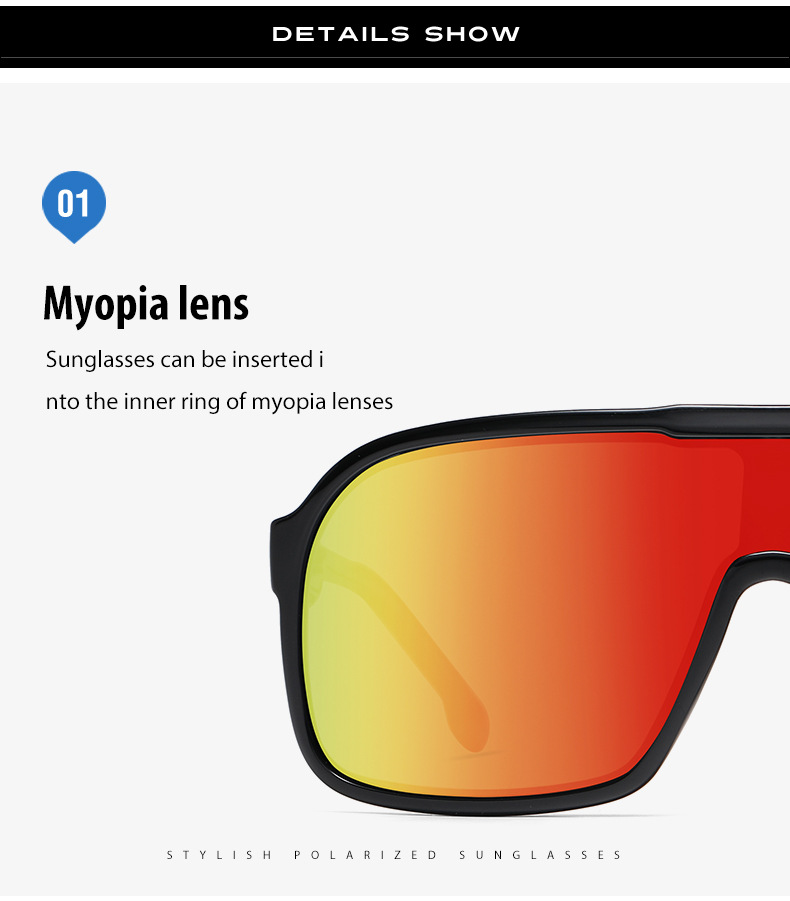 New one-piece large-frame outdoor sports sunglasses, cross-border polarized and colorful cycling sunglasses, trendy sunglasses 3086 pic 13