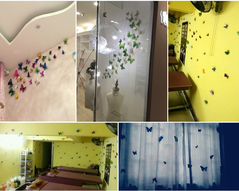 3D stereoscopic butterfly wall decoration creative stickers, 12 pieces of 9-color selected magnetic refrigerator stickers H-003, double-layer pic 17
