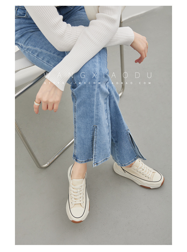 【澜柜】北海道 厚底系带帆布鞋女2022年新款网面平底小白鞋子女详情57