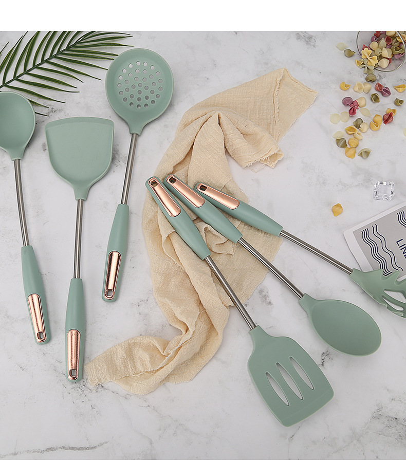 硅胶厨具7件套装 北欧风炒菜铲子家用锅铲炒勺子汤勺厨房厨具用品详情12