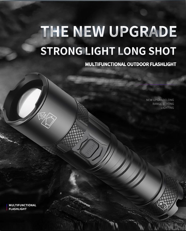 跨境XHP160 LED强光手电筒XHP99 USB充电变焦电显露营便携手电筒详情14