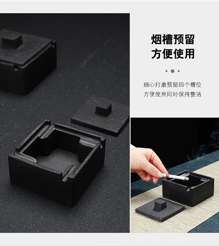 简约个性创意酒店客厅水泥方形烟灰缸家用客厅带盖简约北欧ins详情11