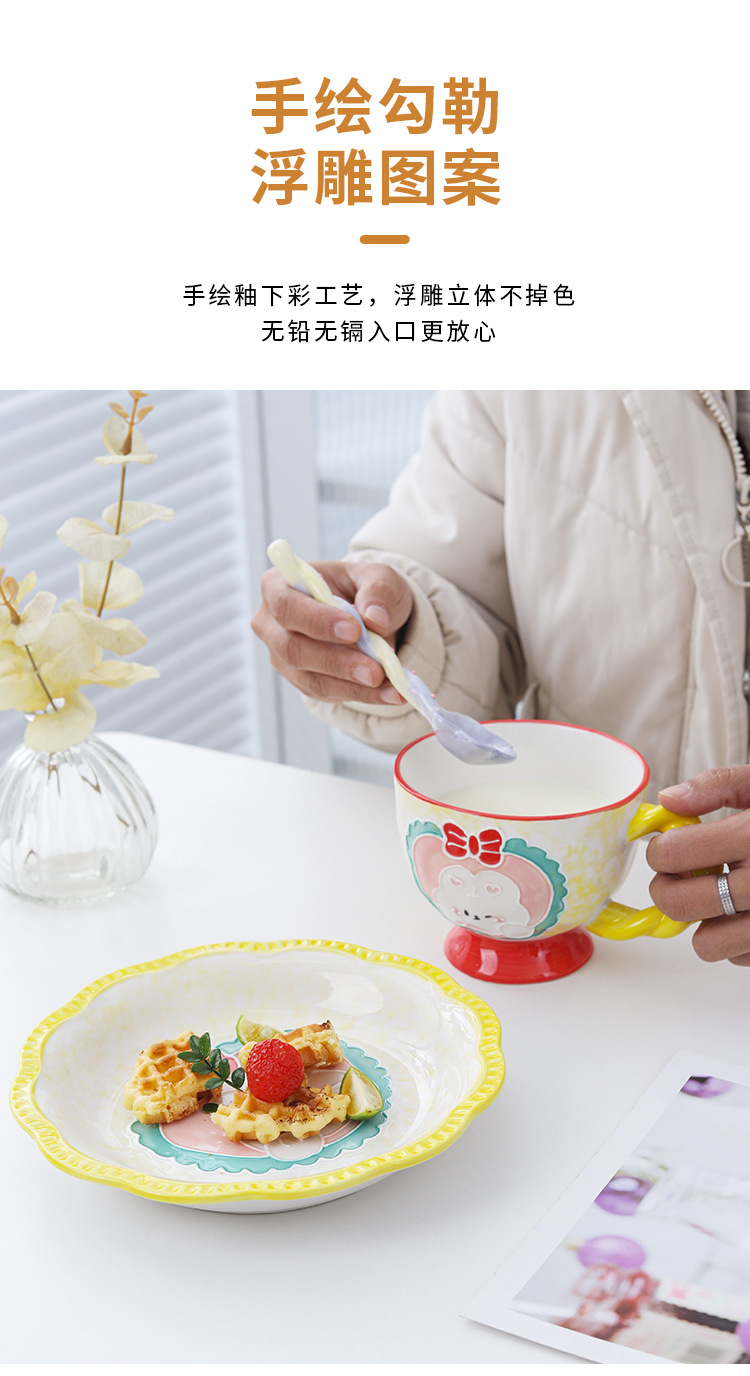 Ceramic long-handled spoon, household spoon, high appearance level, cute ins style stirring spoon, coffee spoon, girlish heart spoon wholesale pic 6