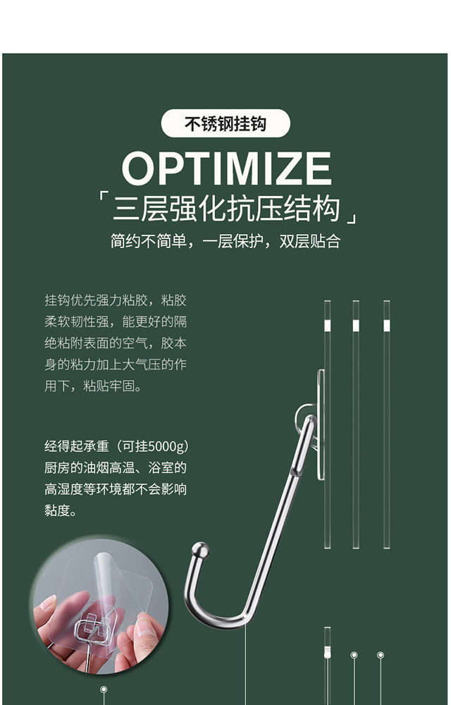 不锈钢挂钩贴强力粘钩墙面上多功能衣架挂钩学生宿舍门后厨房粘钩详情21