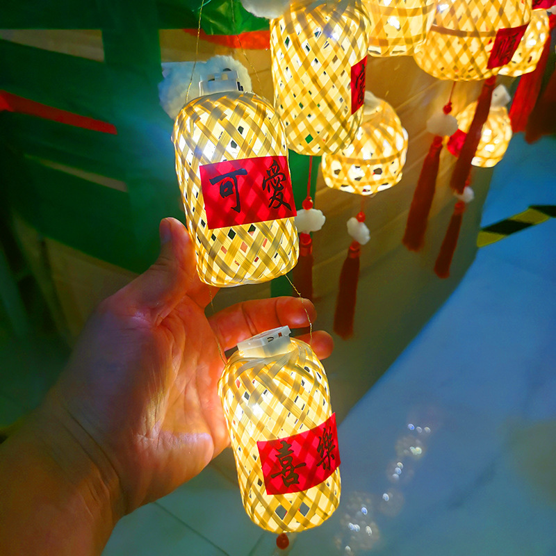 竹编兔子小灯笼中秋节儿童手提发光迷你灯笼DIY材料包手工制作灯详情13