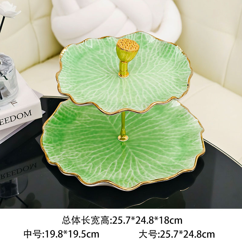 Water ripple ceramic European-style simple fruit plate, light luxury cake stand, dessert table, living room coffee table, dried fruit plate pic 7