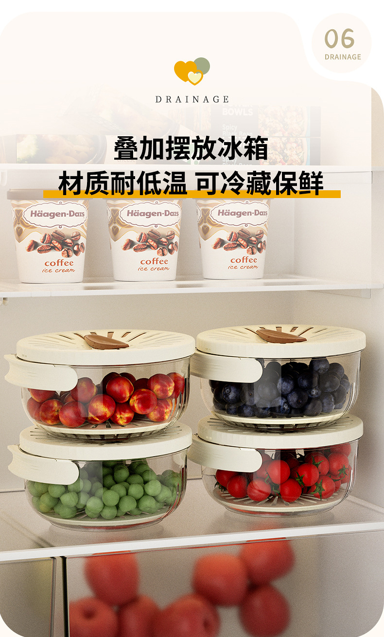 G26沥水篮折叠手柄沥水可开关洗水果篮子厨房神器洗菜篮滤水盆保鲜盒详情12