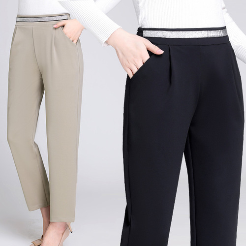 Summer eight-inch pants for middle-aged and elderly women, high-waisted loose spring wear, thin mom pants, casual pants, straight-leg pants for middle-aged women pic 7