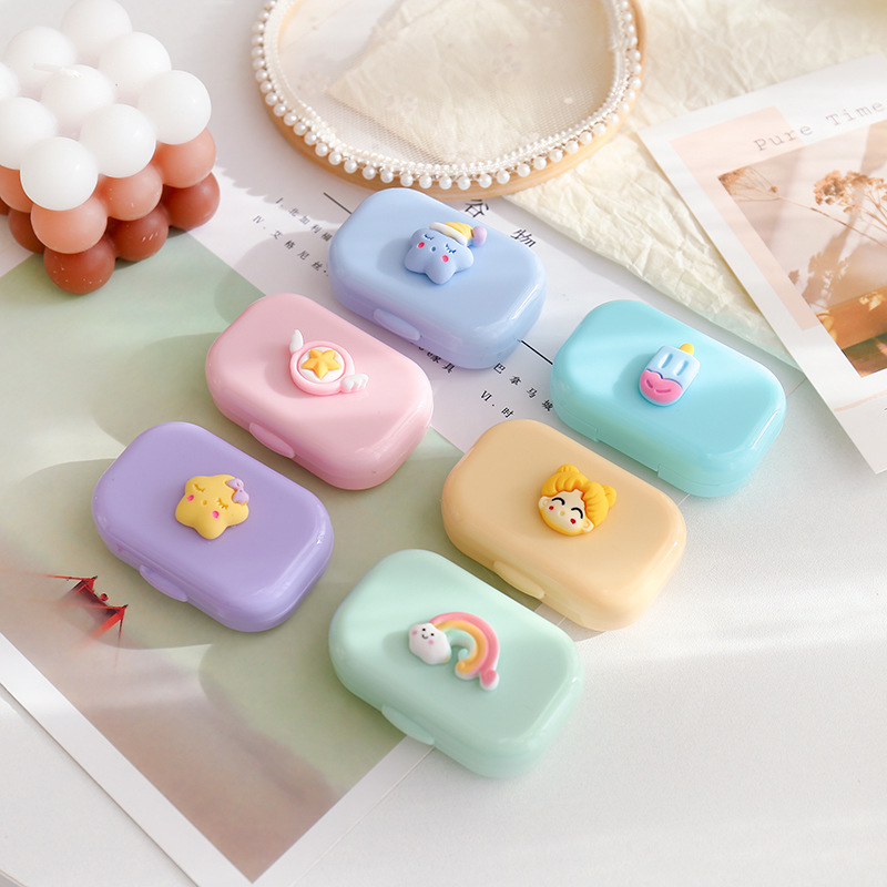 Cartoon portable contact lens case, ins mini myopia care box, companion box, colored contact box, glasses storage box, exclusively for export. Exclusively for export pic 33