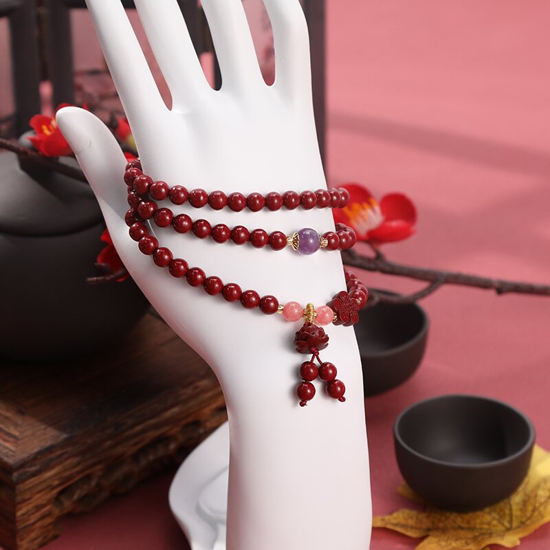 批发紫砂手链好运莲花多圈幸运五叶草手串项链国潮两用设计感手饰详情2