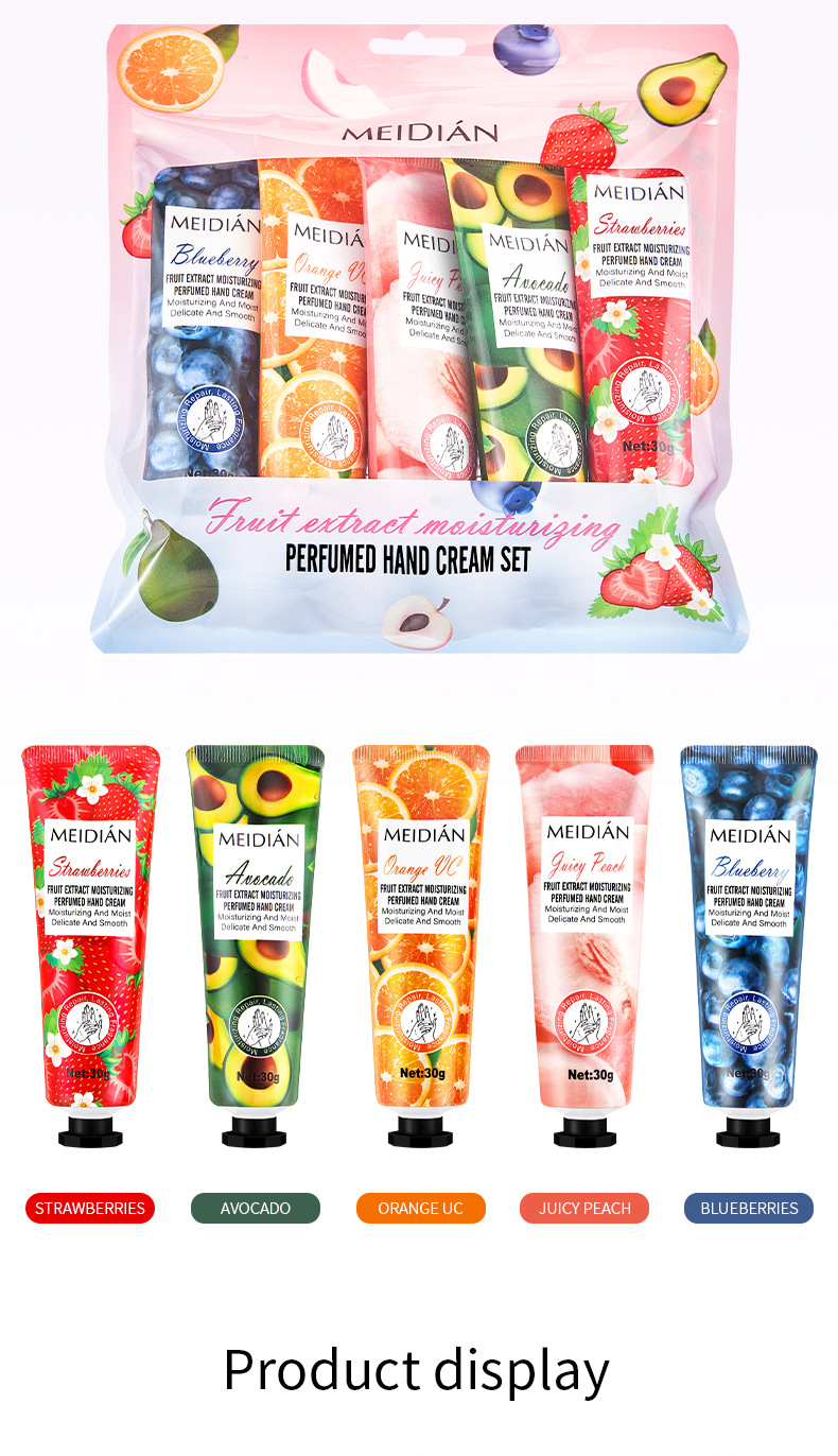 [versión en inglés de comercio exterior especial] crema de mano perfumada de frutas 5 bolsas conjunto de crema de mano al por mayor pic 17