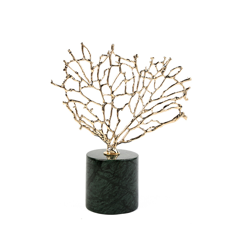 Wholesale of European-style creative metal decorative items, coral tree marble ornaments, home soft furnishings and light luxury decorative decorations pic 10