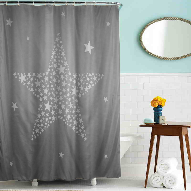 European-style star-shaped polyester bath curtains with waterproof and mold-proof metal copper buttonholes can be customized pic 2