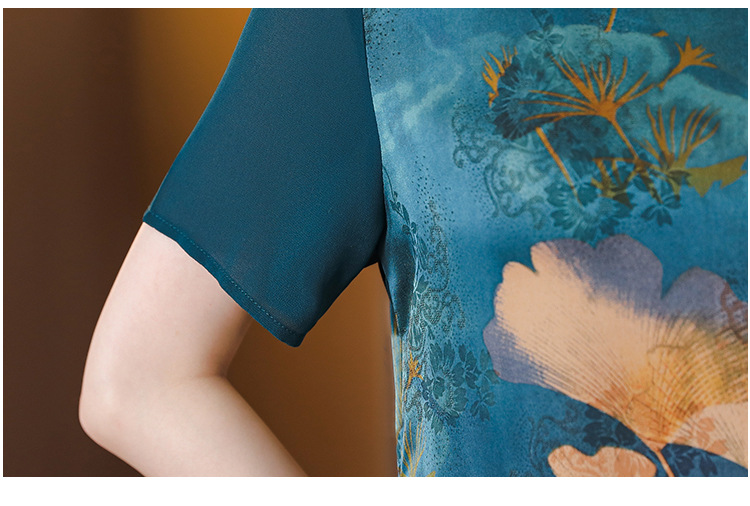 仿真丝连衣裙女夏季新款杭州中老年夏装中年妈妈气质碎花裙子详情21