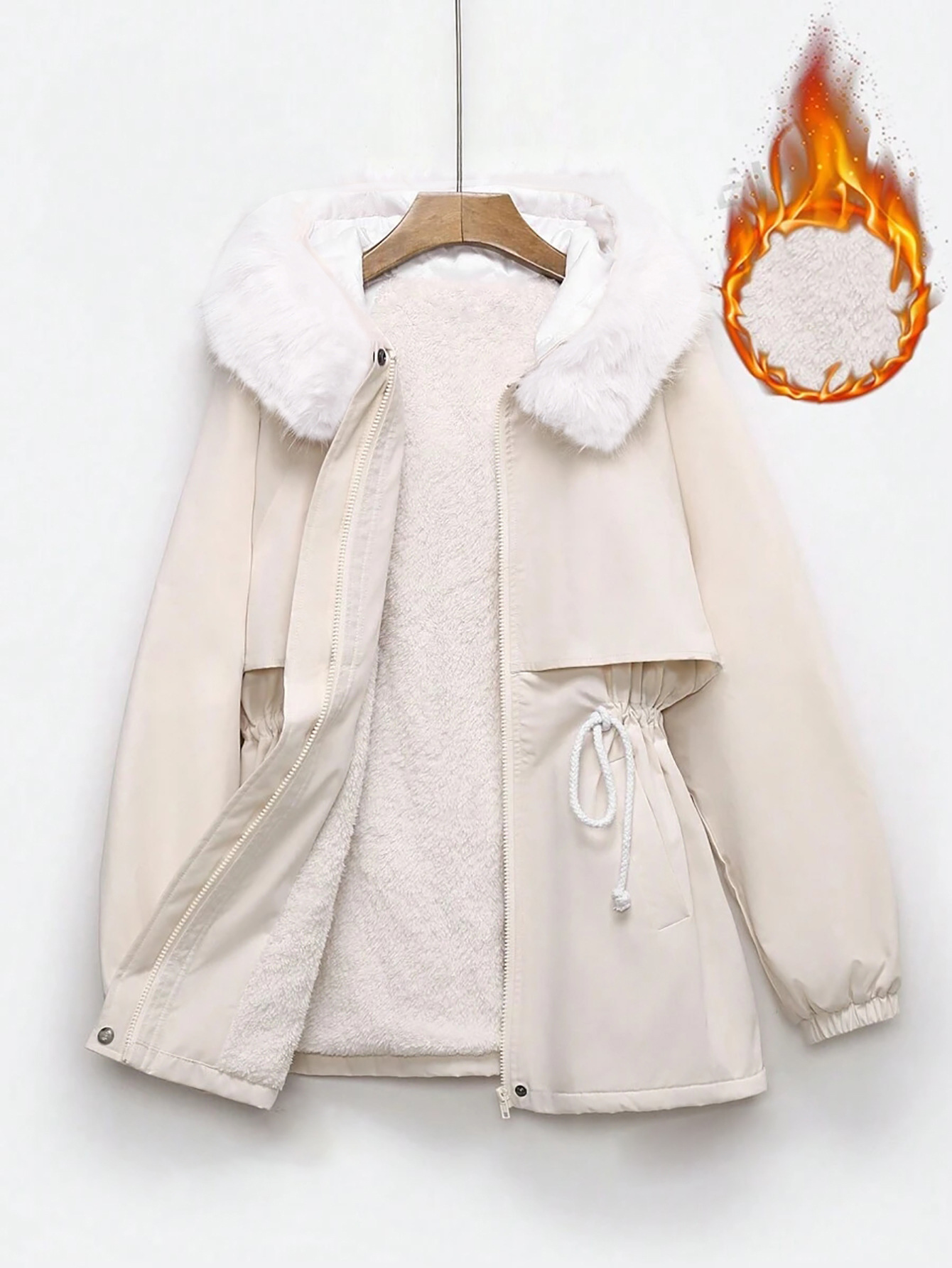 Europa y los Estados Unidos cross border mujeres otoño invierno parka, manga larga color sólido grip up capucha chaqueta abrigo, bolsillo con cremallera pic 2