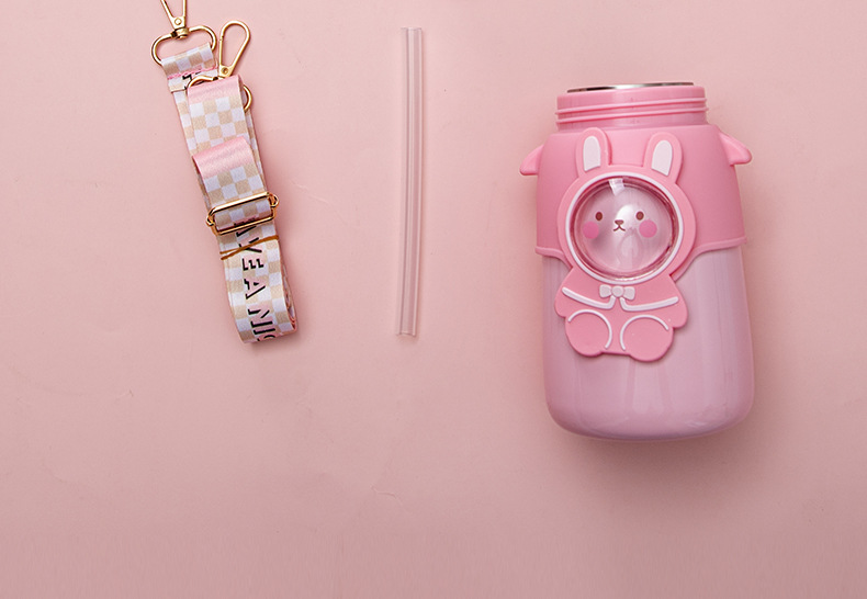 New cartoon soft and cute animal straw insulated cup, 316 stainless steel, popular online celebrity high appearance level, fresh and cute ins water cup pic 9