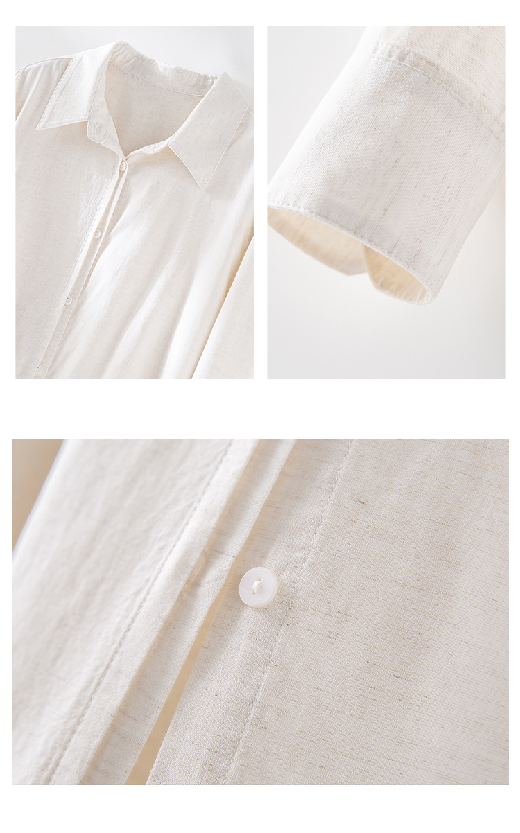 现货春季新款亚麻翻领长袖衬衫气质时尚宽松上衣休闲百搭衬衣女装详情13