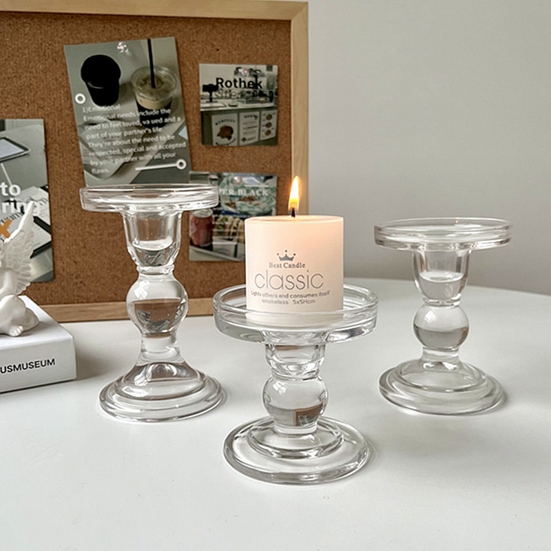 ins Roman column glass candlestick, French retro decorative item, romantic candlelight dinner decoration, photo prop pic 8