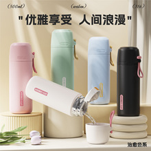 高颜值渐变手提男女学生316不锈钢保温杯创意子弹头礼品水杯批发详情6