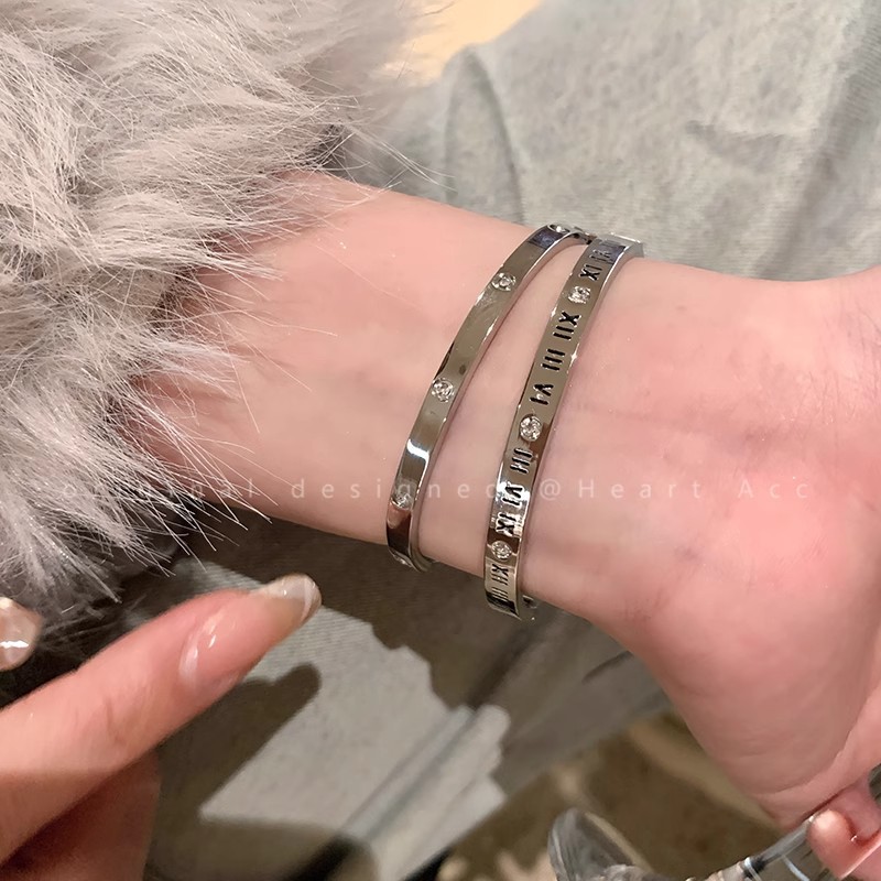 Silver titanium steel bracelet for women, high-end look, zircon plain ring bracelet, jewelry, silver bracelet, bracelet, string bracelet, new style pic 40