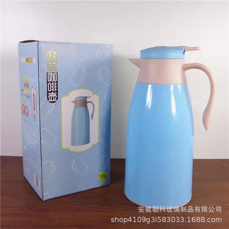 New European-style large-capacity vacuum glass inner liner insulated kettle, thermos flask, activity gift kettle, 1 liter, printed logo pic 12