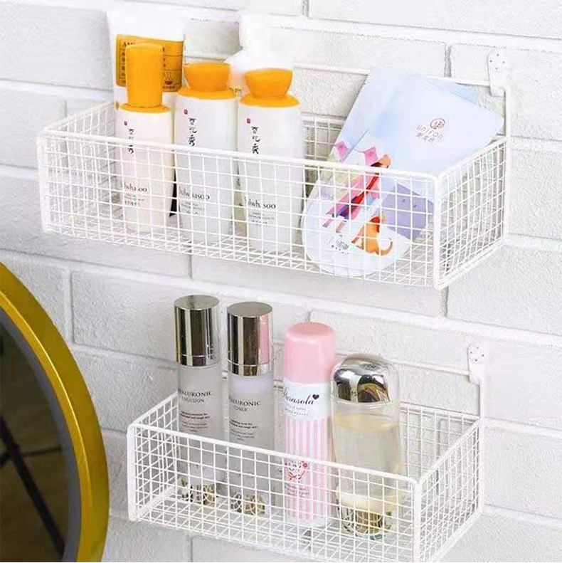Bathroom wall storage rack, wall-mounted non-drilling storage rack, storage basket, bathroom storage and organization rack pic 8