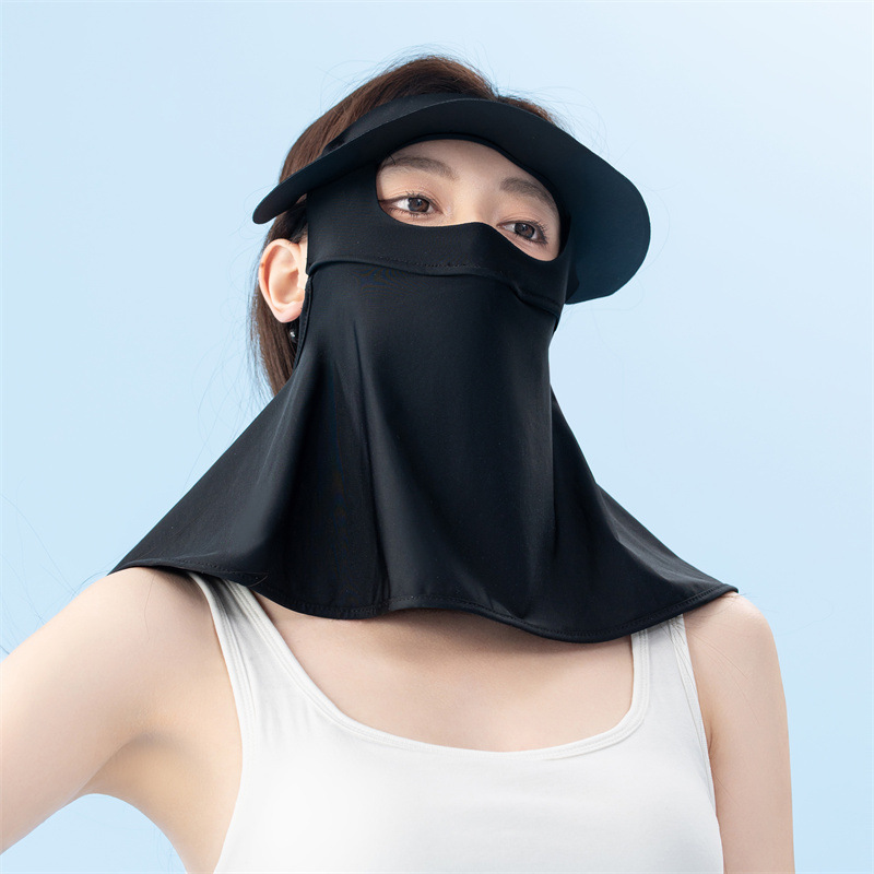 黑胶长款面罩全脸遮阳防晒口罩太阳帽子夏季骑行护颈冰丝面罩批发详情26
