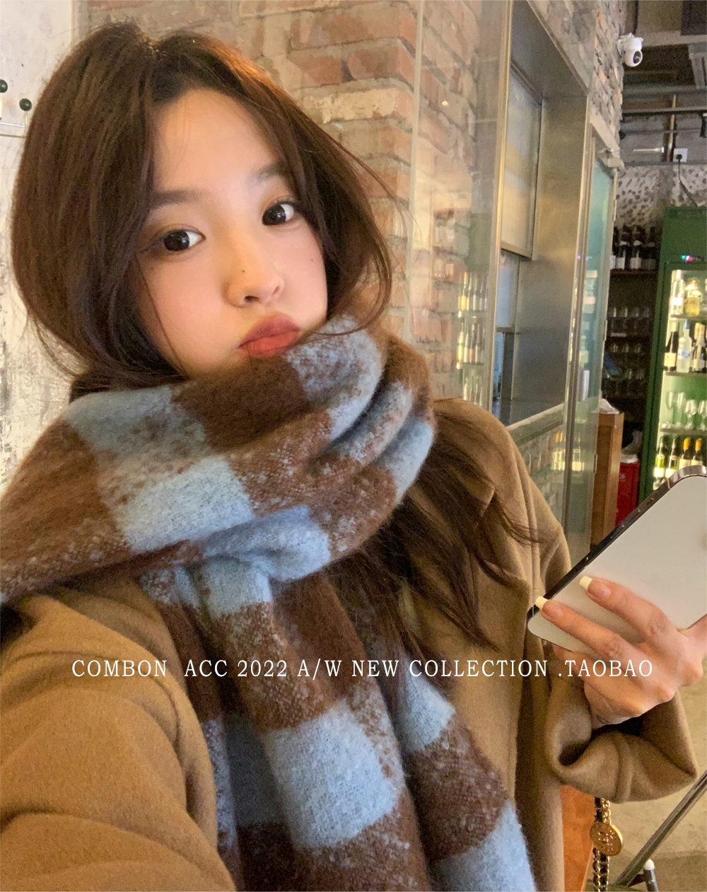 The long checkered faux cashmere scarf worn by Yu Shuxin is a Korean winter student thickened scarf that has become a popular choice for women to keep warm pic 13