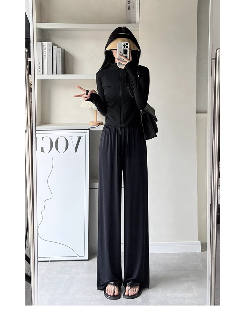 upf50+直筒防晒裤女春夏新款冰丝凉感锦纶休闲裤透气垂感阔腿长裤详情24