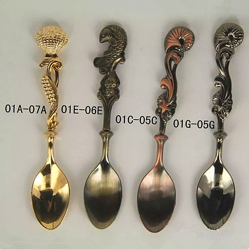 Creative, fashionable and retro coffee spoon, three-dimensional conch, shell and carp, and gold, silver and copper dessert spoon jyv01 pic 38