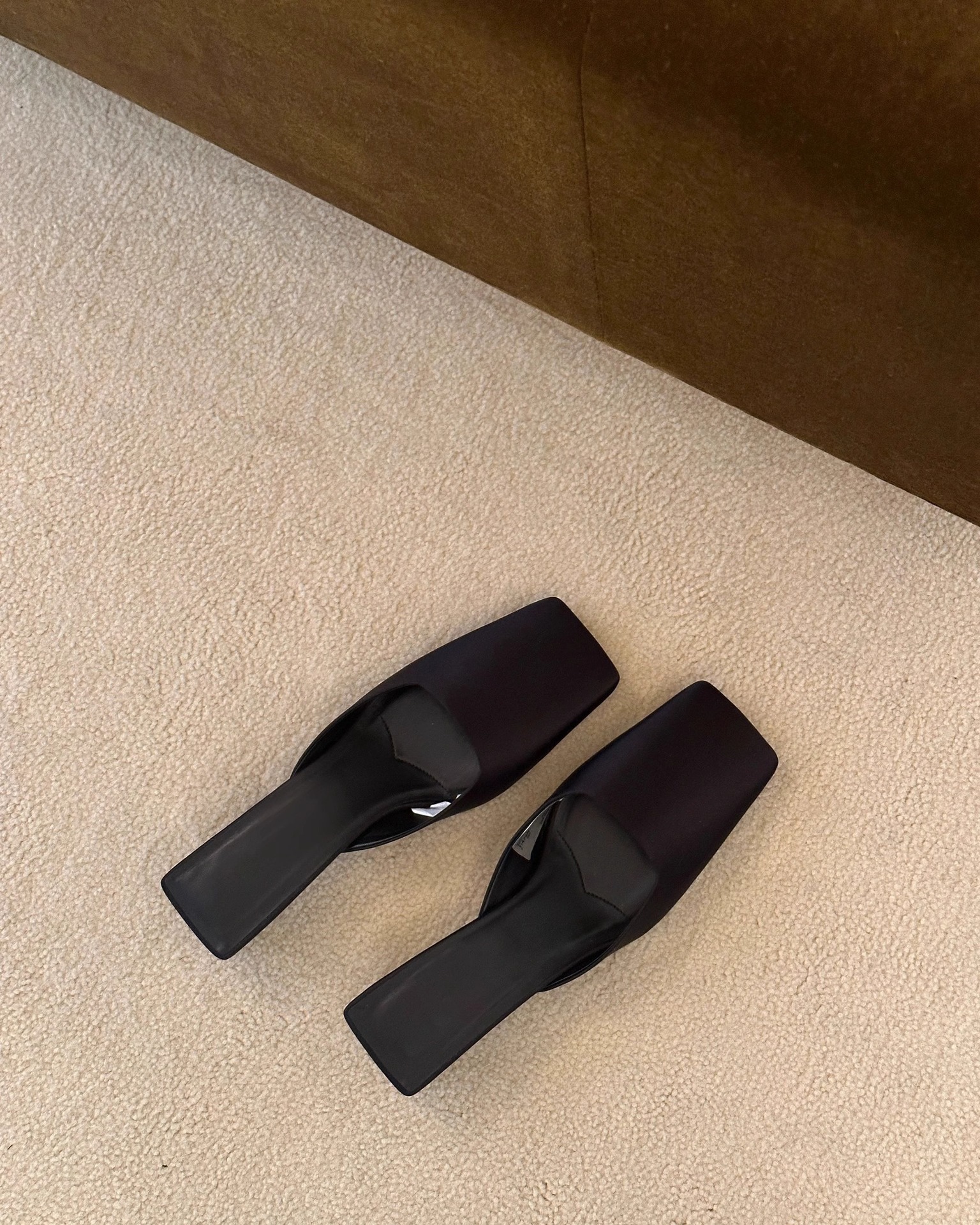 羊皮版~法式方头三角跟穆勒凉拖鞋女夏季真皮包头半拖鞋粗跟半托详情37