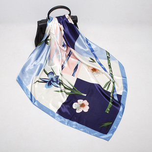 大方巾90cm女士礼品丝巾春秋新款围巾 缎面仿真丝印花大披肩批发详情13