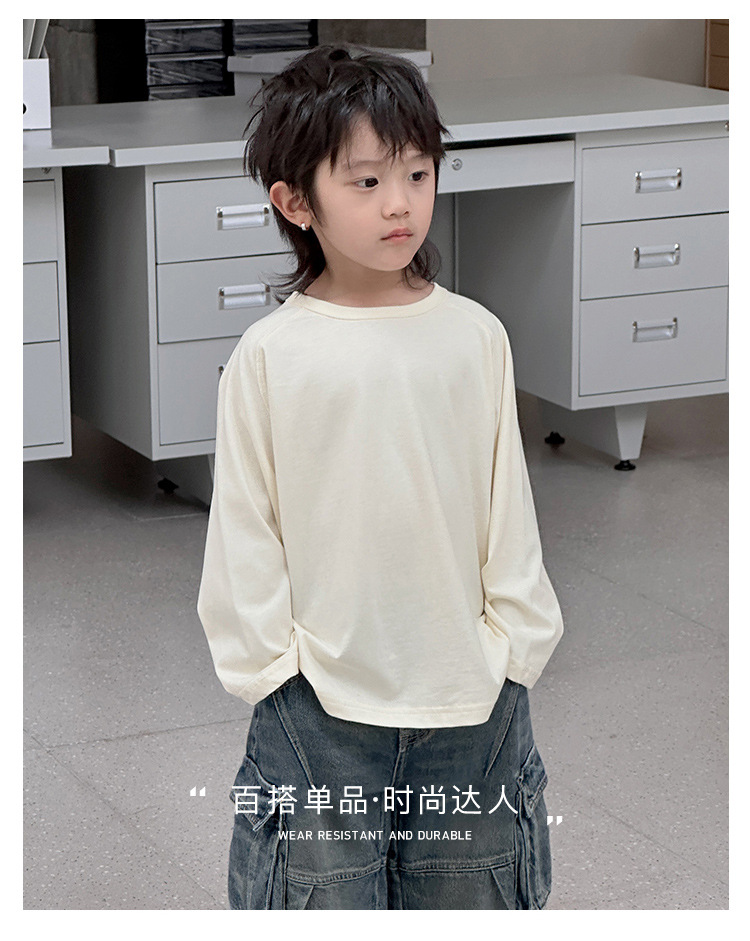 儿童宝宝春秋百搭宽松时尚纯色圆领长袖T恤242402详情3