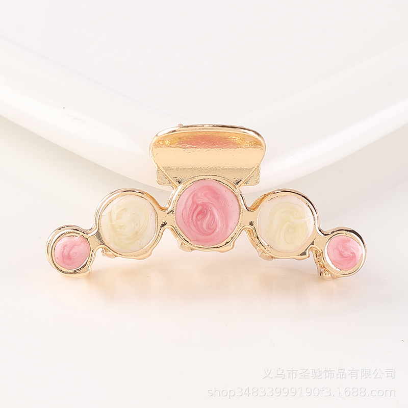 新款金属滴油珍珠水钻发夹流行简约女式发抓网红鲨鱼夹发卡大抓夹详情8