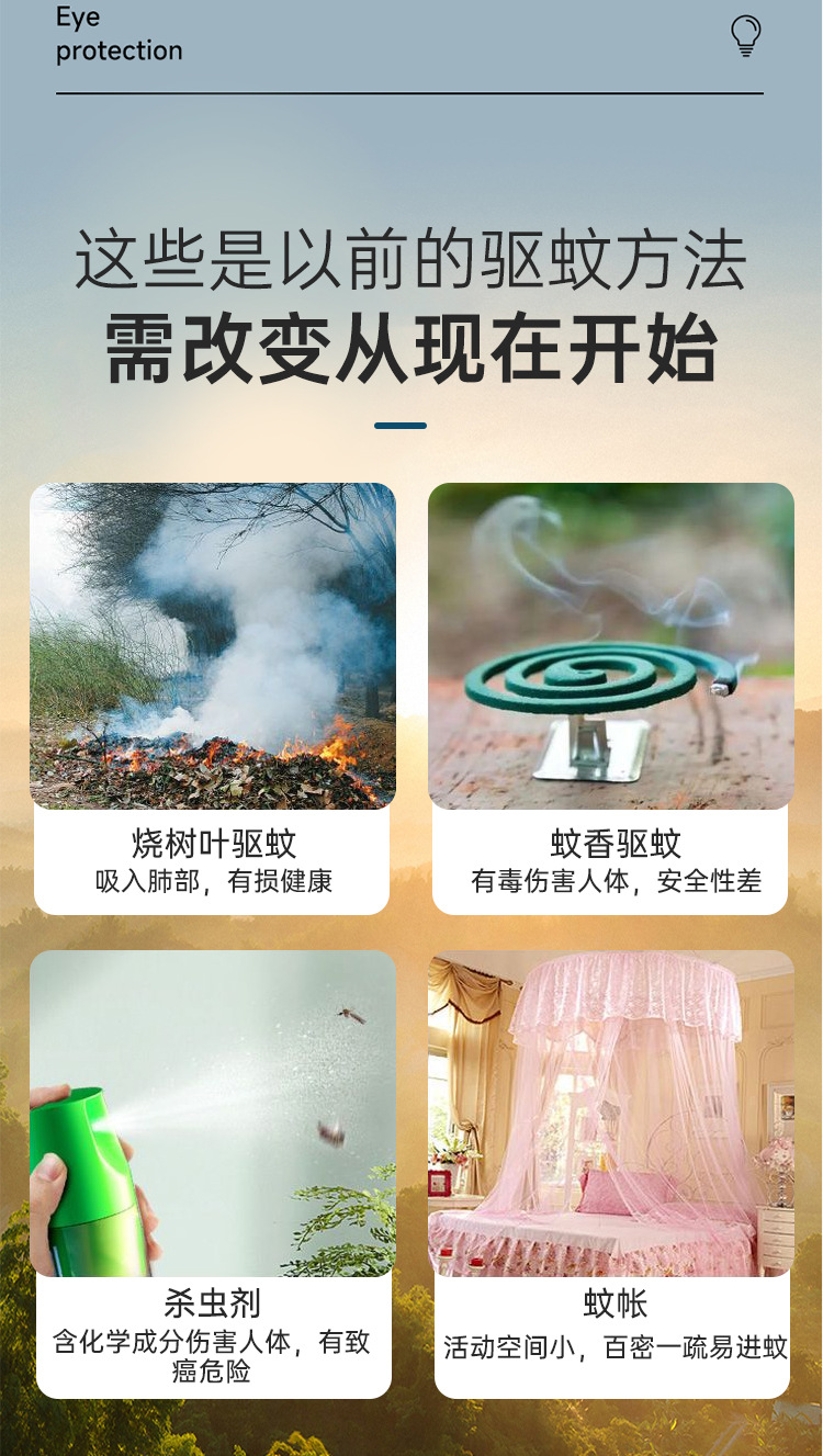 家用农庄夜市钓鱼大棚养殖场驱蚊灯E27螺口驱蚊灯泡物理光波无害详情3