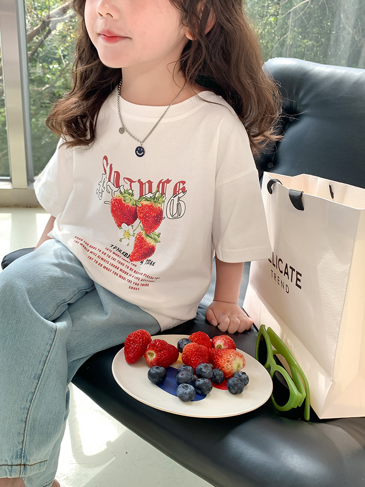 艾摩贝贝2023夏新款童装男女童宝宝可爱T恤儿童数码印花卡通短袖详情19