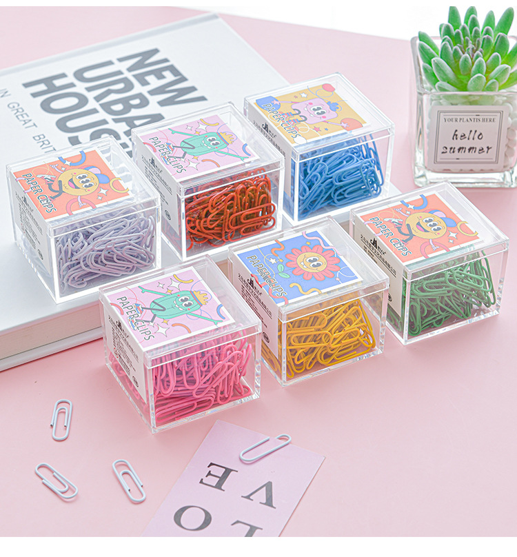Creative box-packed color paper clips for office and finance, 120 U-shaped pins, multi-functional 28mm plastic-coated paper clips for students pic 12