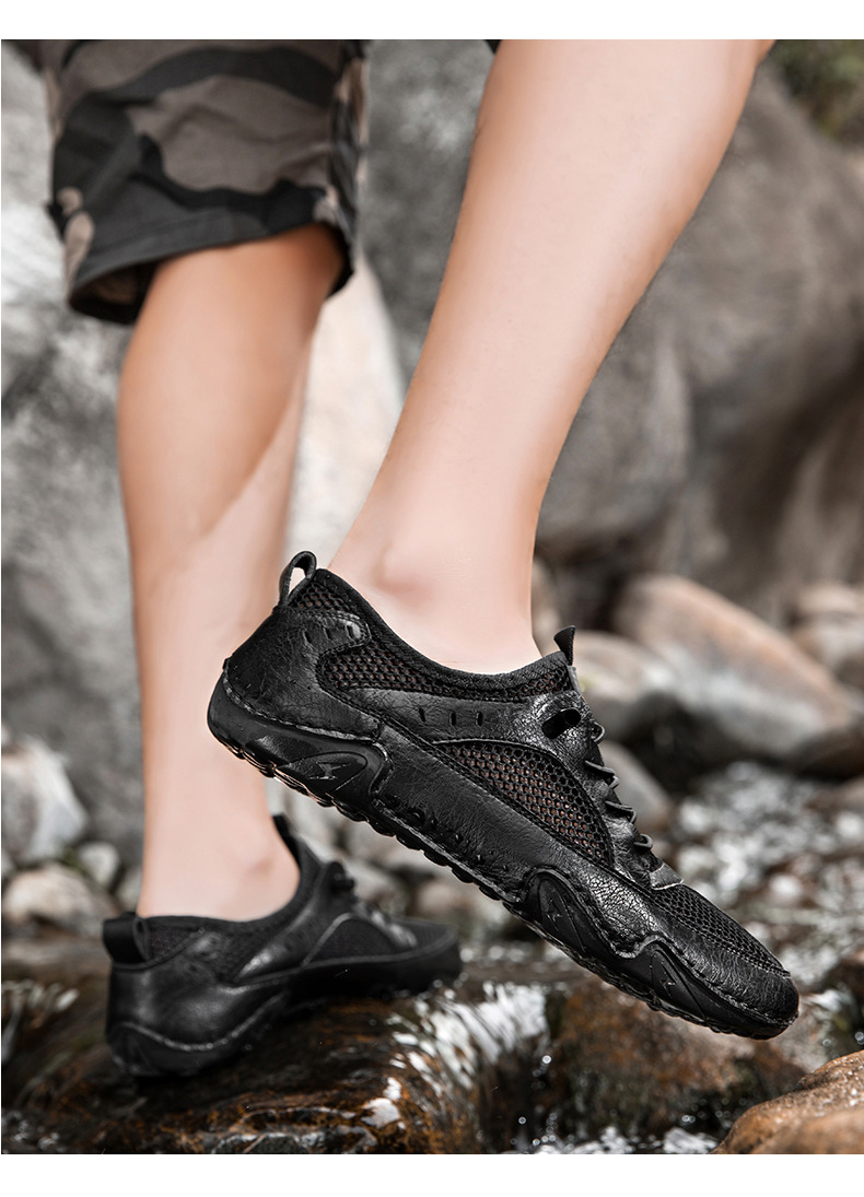 真皮牛皮跨境新款男士休闲运动鞋大码缝制透气网面鞋八爪鱼男鞋子详情21