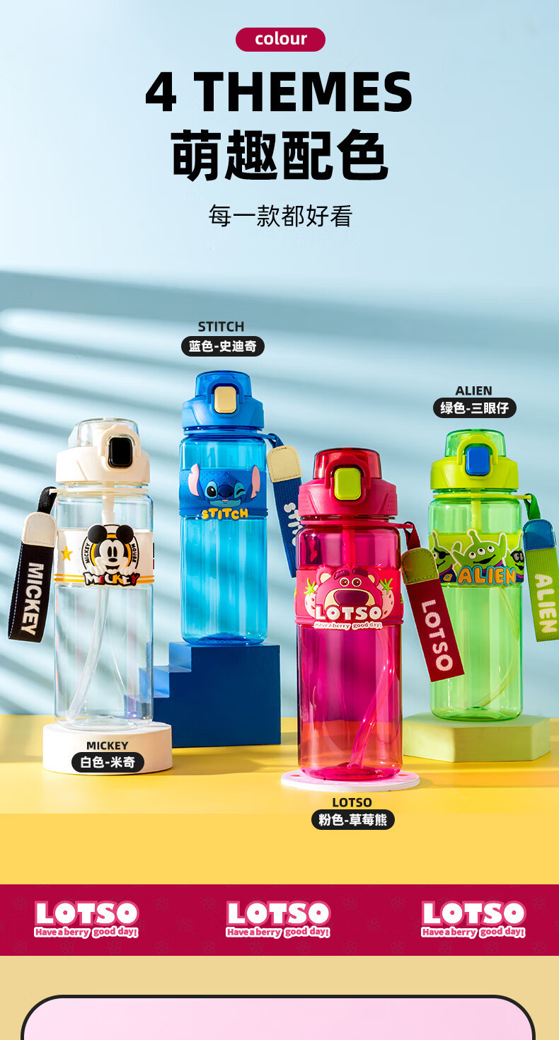 草莓熊儿童水杯学生运动塑料双饮杯高颜值大容量Tritan水壶批发详情3