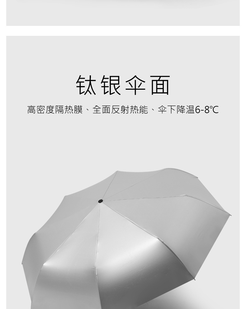 Titanium silver glue thickened three-fold umbrella, sun protection and UV protection folding umbrella, all-weather and all-weather sun umbrella, advertising umbrella pic 36