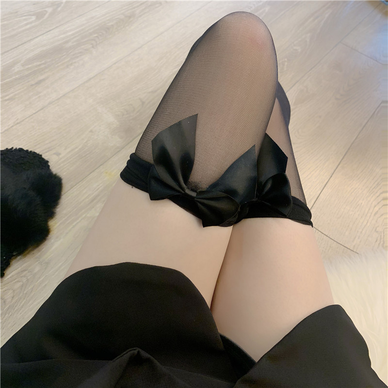 New Korean-style sexy Japanese-style bow freely cut stockings, thin black thigh-high socks for girls pic 11