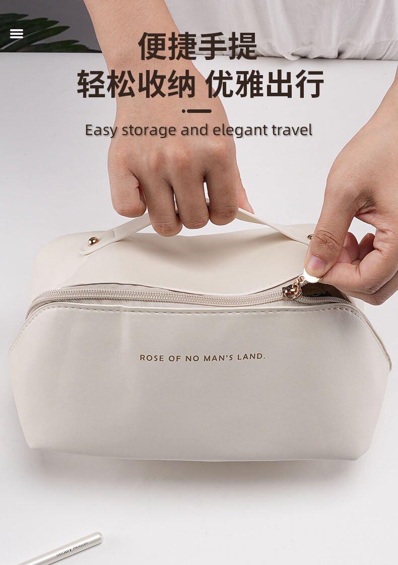 跨境高质量PU皮云朵枕头化妆包大容量手提化妆箱旅行洗漱包便携式详情7