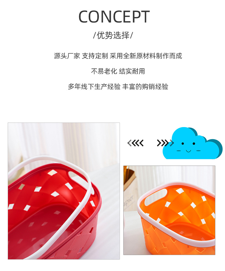 塑料杂物收纳筐长方形盒桌面小幼儿园玩具框零食储物镂空收纳篮子详情3