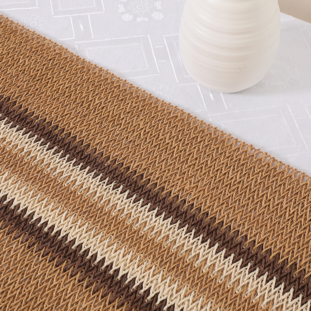 Wholesale of fashionable rectangular placemats, Nordic ins special paper woven tassel side table flags, table and chest of drawers decorative MATS pic 9