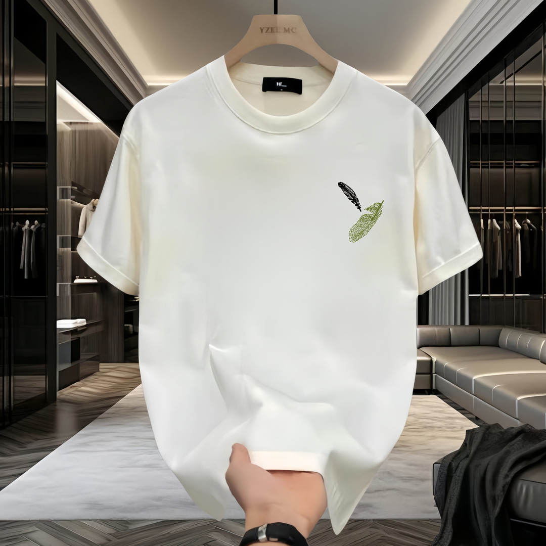 Camiseta de manga corta americana de algodón blanco hombre verano 2025 nueva marca de moda letras sueltas estampado top pic 7
