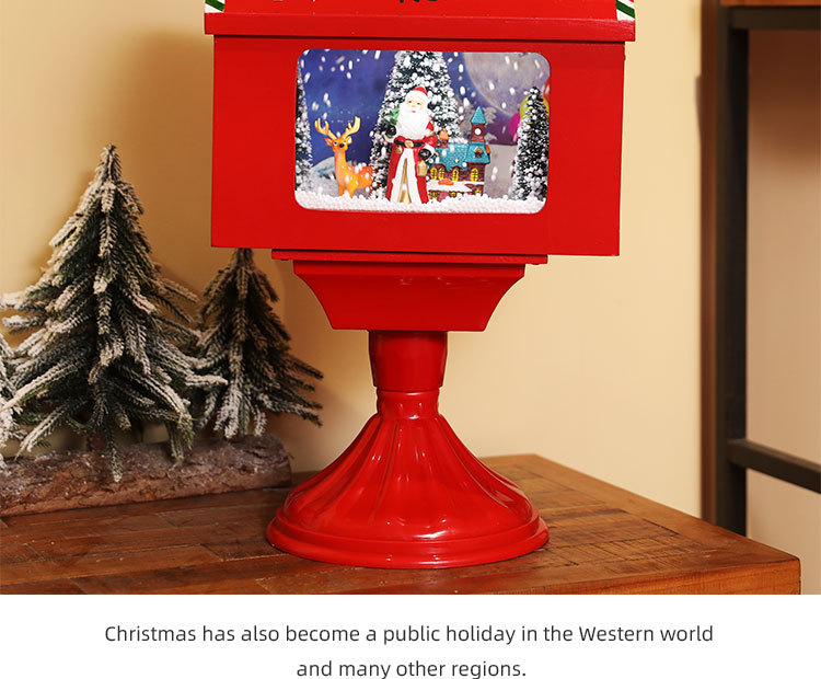 Christmas decorations, wooden snowflakes, musical small mailbox ornaments, home display lights, festival shopping mall window decoration props pic 9