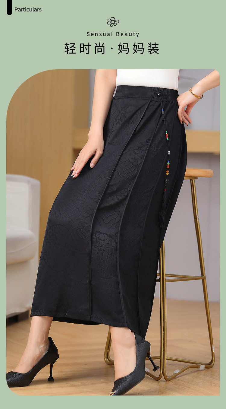 中老年中国风提花复古半身裙女士夏季2024新款中年妈妈半裙马面裙详情1