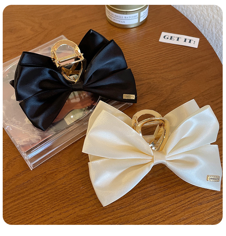 韩式双面蝴蝶结抓夹气质黑色发夹高级感鲨鱼夹秋冬发卡头饰卡子详情9