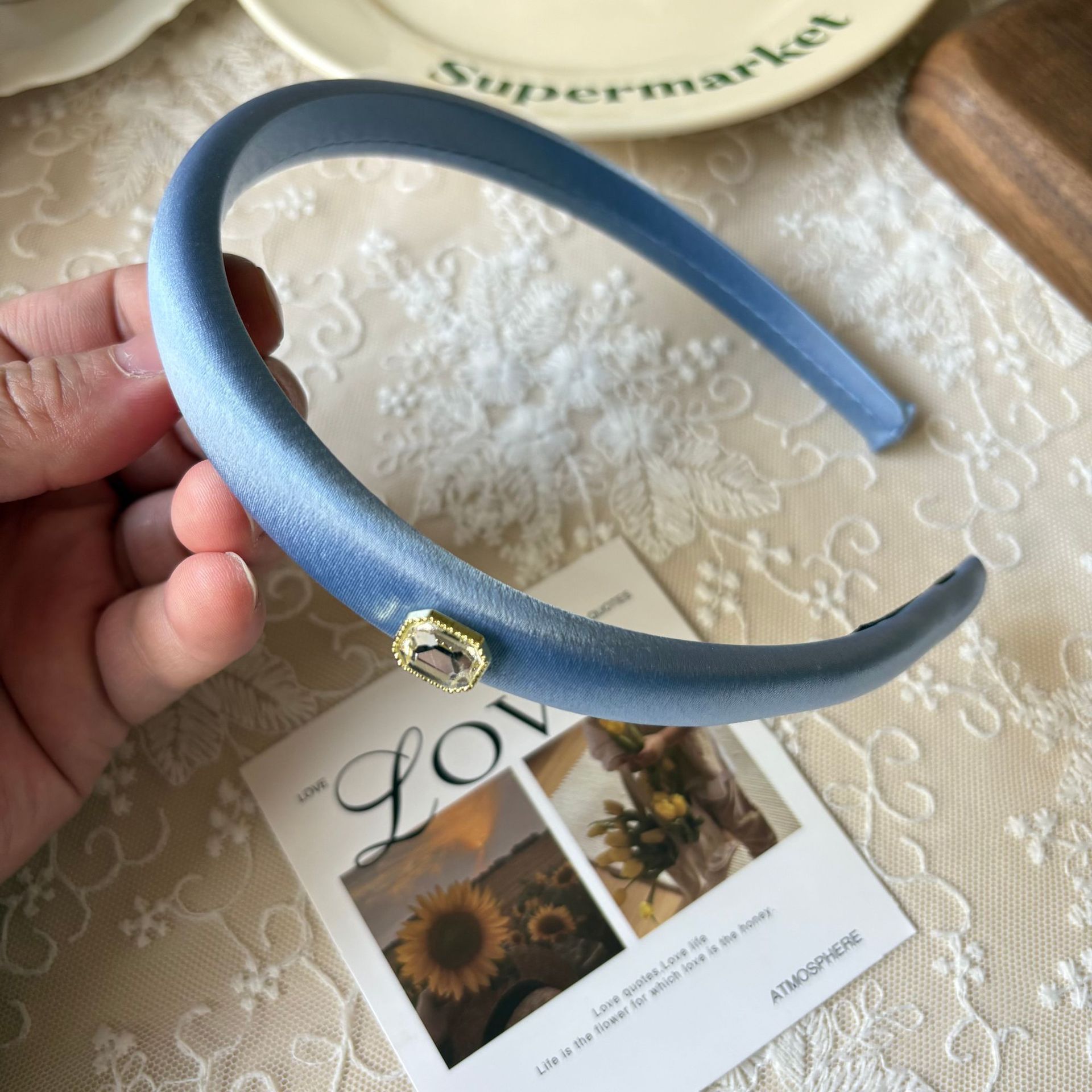 Spring new solid-color satin hair band for women, high head pressure headband, high-end and light luxury hair tie and hairpin headwear pic 31